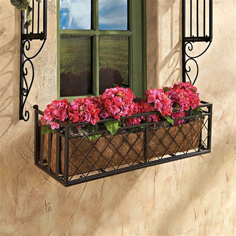 adjustable metal black window box planter|black metal planting box.